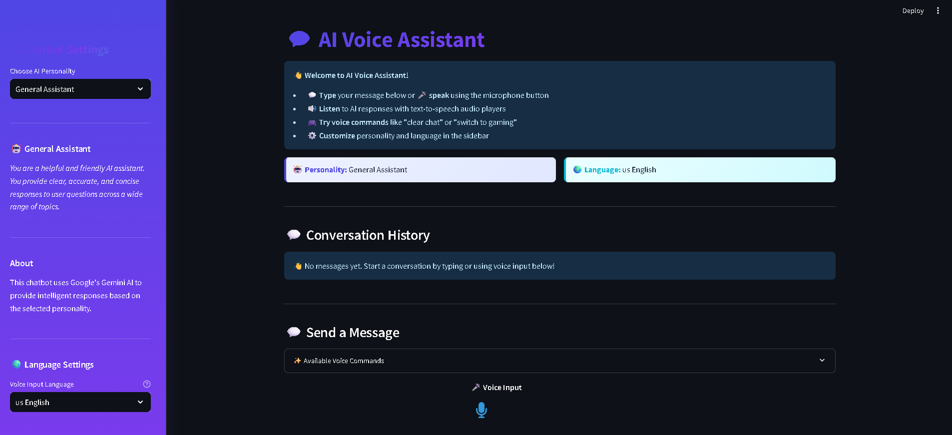 Voice AI Assistant Screenshot